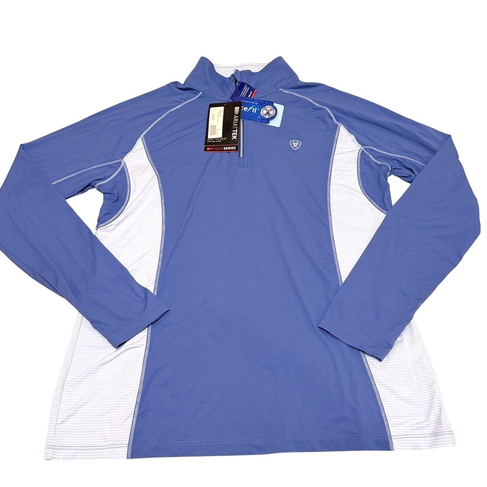 Ariat Womens Tri Factor 1/4 Zip Baselayer Blue Saga Heat Series Icefil XL NWT - Picture 2 of 9
